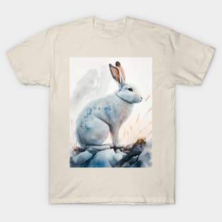 Arctic Hare- Watercolor Paint T-Shirt